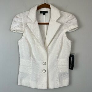 NWT Rampage White Blazer Jacket Puff Cap Sleeves Small